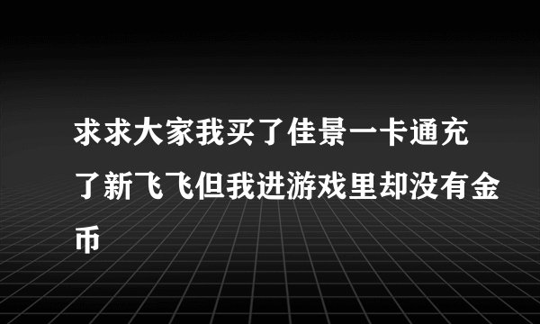 求求大家我买了佳景一卡通充了新飞飞但我进游戏里却没有金币