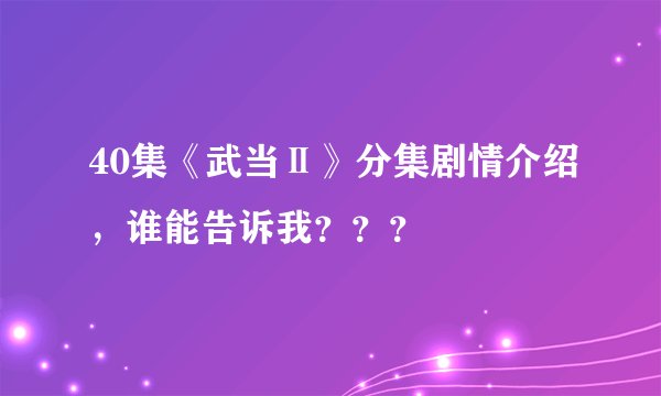 40集《武当Ⅱ》分集剧情介绍，谁能告诉我？？？