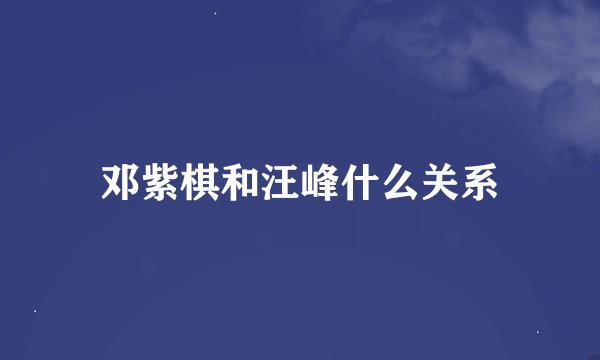 邓紫棋和汪峰什么关系