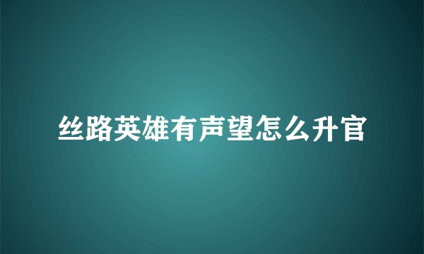 丝路英雄有声望怎么升官