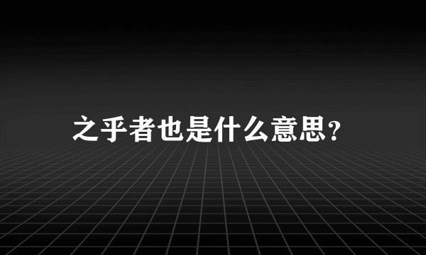 之乎者也是什么意思？