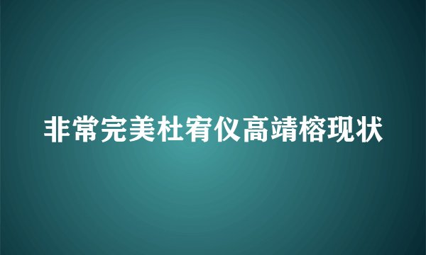 非常完美杜宥仪高靖榕现状