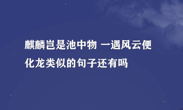 麒麟岂是池中物 一遇风云便化龙类似的句子还有吗