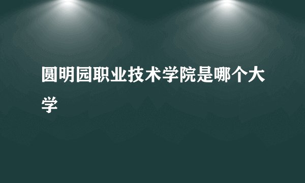 圆明园职业技术学院是哪个大学