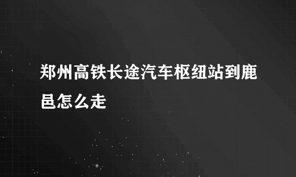 郑州高铁长途汽车枢纽站到鹿邑怎么走