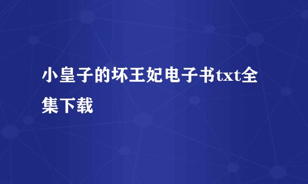 小皇子的坏王妃电子书txt全集下载