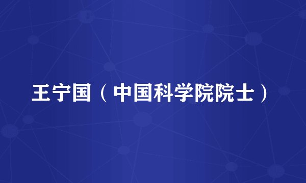 王宁国（中国科学院院士）