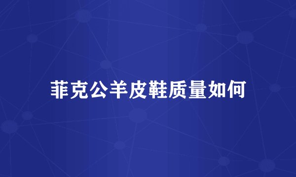 菲克公羊皮鞋质量如何