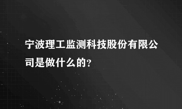 宁波理工监测科技股份有限公司是做什么的？