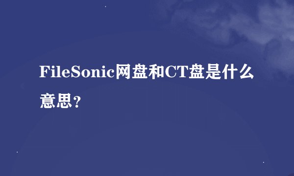 FileSonic网盘和CT盘是什么意思？