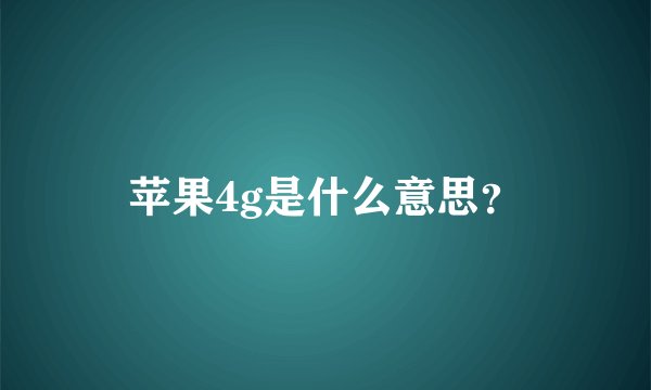苹果4g是什么意思？