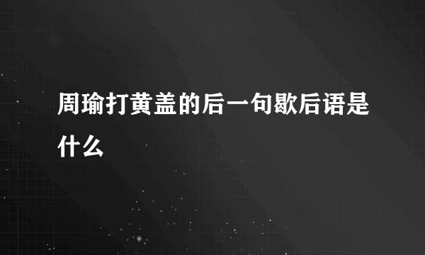 周瑜打黄盖的后一句歇后语是什么