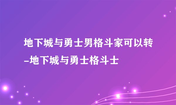 地下城与勇士男格斗家可以转-地下城与勇士格斗士