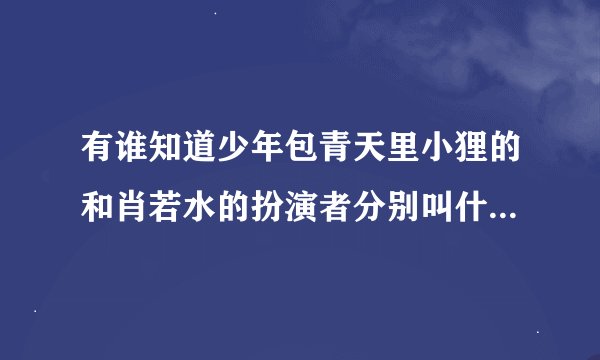 有谁知道少年包青天里小狸的和肖若水的扮演者分别叫什么名字?谢谢