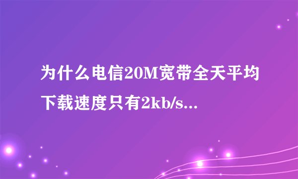 为什么电信20M宽带全天平均下载速度只有2kb/s,现在看标清视频也卡的要死？