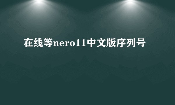在线等nero11中文版序列号
