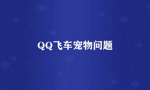QQ飞车宠物问题