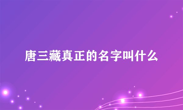 唐三藏真正的名字叫什么