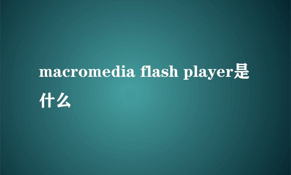 macromedia flash player是什么