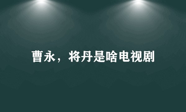 曹永，将丹是啥电视剧