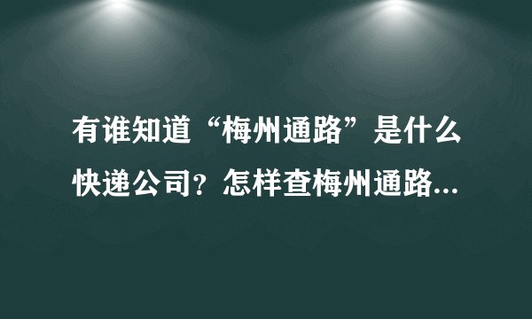 有谁知道“梅州通路”是什么快递公司？怎样查梅州通路快递单号？谢谢了