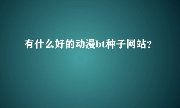 有什么好的动漫bt种子网站？