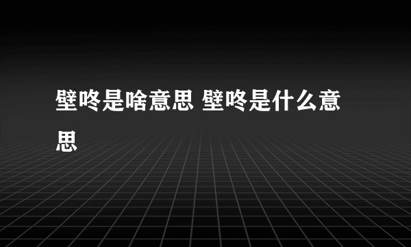 壁咚是啥意思 壁咚是什么意思