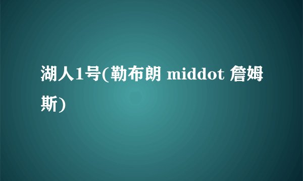 湖人1号(勒布朗 middot 詹姆斯)