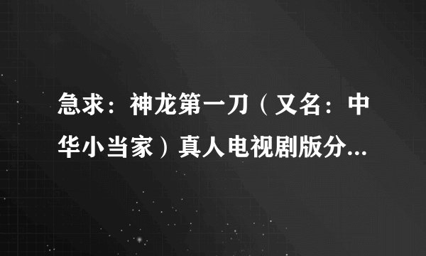 急求：神龙第一刀（又名：中华小当家）真人电视剧版分集介绍？