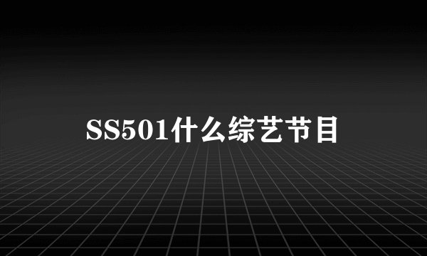 SS501什么综艺节目