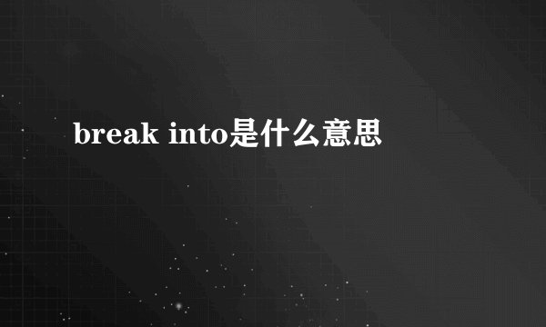 break into是什么意思