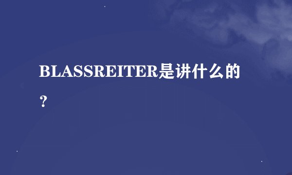 BLASSREITER是讲什么的？
