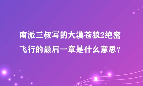 南派三叔写的大漠苍狼2绝密飞行的最后一章是什么意思？