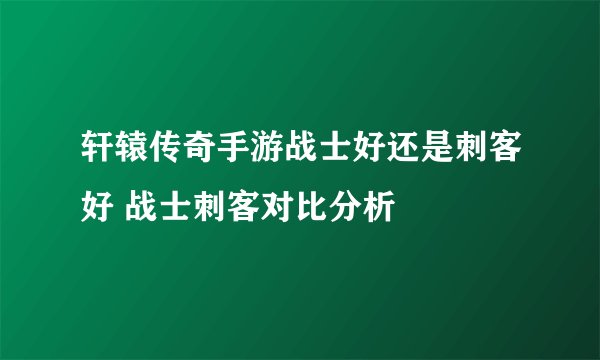 轩辕传奇手游战士好还是刺客好 战士刺客对比分析