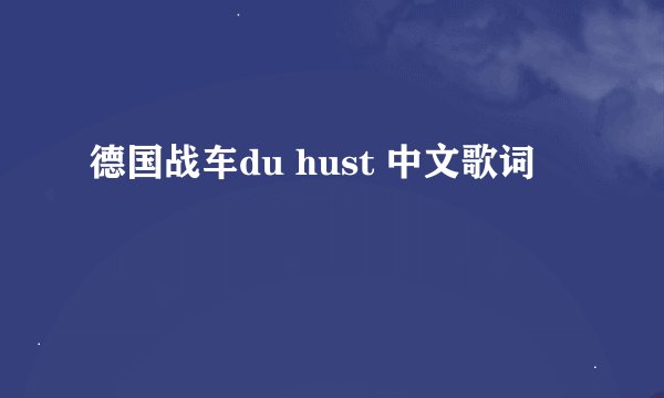 德国战车du hust 中文歌词