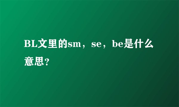 BL文里的sm，se，be是什么意思？