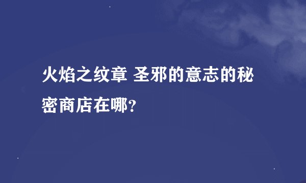 火焰之纹章 圣邪的意志的秘密商店在哪？
