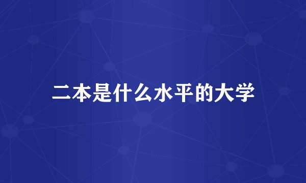 二本是什么水平的大学