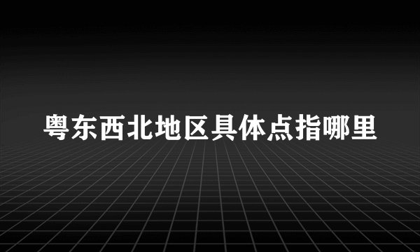 粤东西北地区具体点指哪里