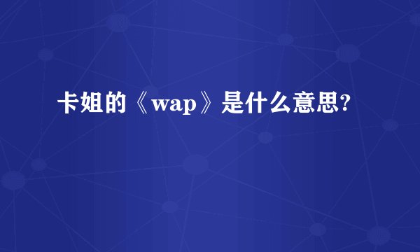 卡姐的《wap》是什么意思?