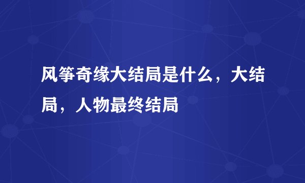 风筝奇缘大结局是什么，大结局，人物最终结局