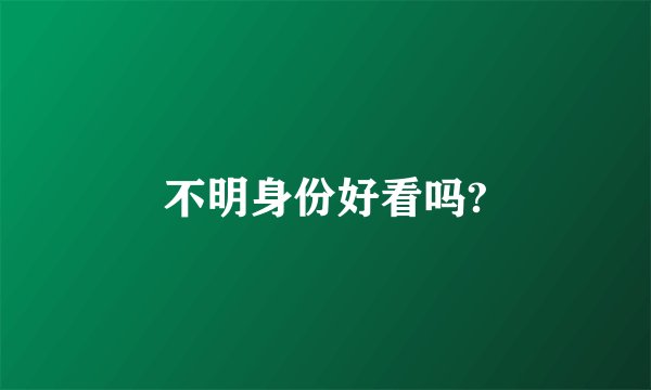 不明身份好看吗?