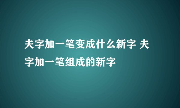 夫字加一笔变成什么新字 夫字加一笔组成的新字