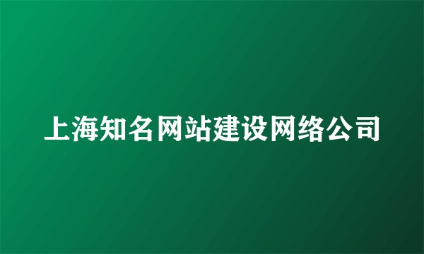 上海知名网站建设网络公司