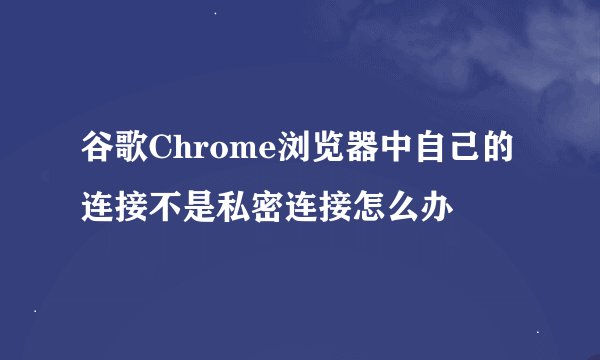 谷歌Chrome浏览器中自己的连接不是私密连接怎么办