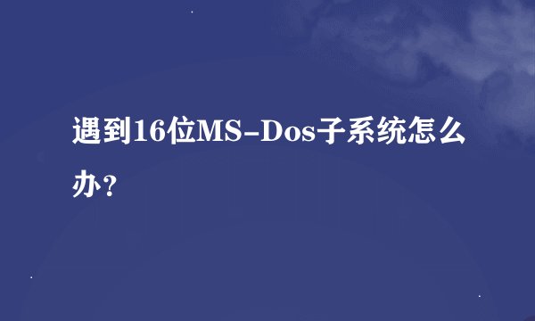 遇到16位MS-Dos子系统怎么办?