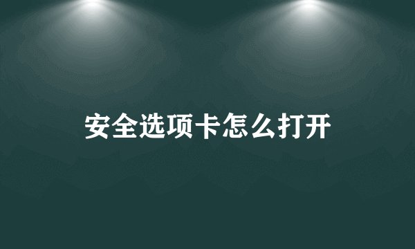 安全选项卡怎么打开
