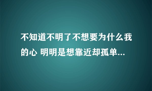 不知道不明了不想要为什么我的心 明明是想靠近却孤单到黎明 这是一句歌词，歌名、演唱者？