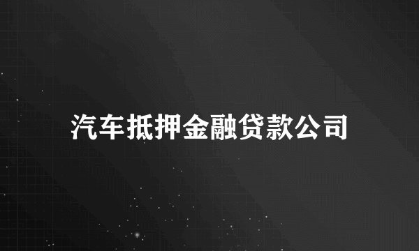 汽车抵押金融贷款公司
