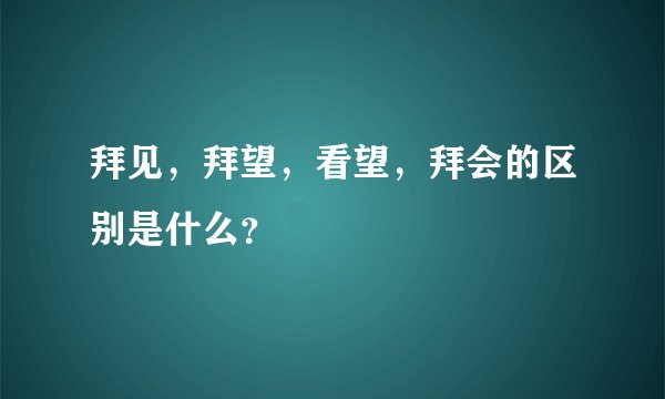拜见，拜望，看望，拜会的区别是什么？